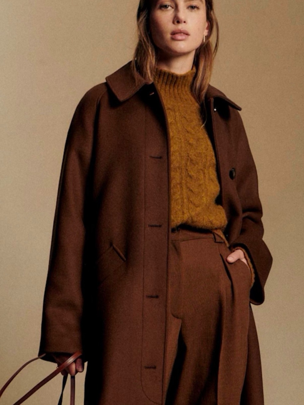NWT Sézane Clyde Wool Coat in Chocolate Size 4/36 - Picture 4 of 9